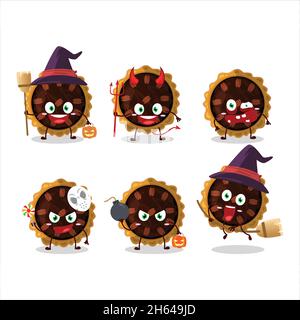 Halloween expression emoticons with cartoon character of pecan pie. Vector illustration Stock Vector