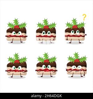 Cartoon character of slice of pudding cake christmas with what expression. Vector illustration Stock Vector