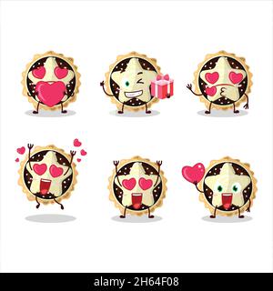Star chocolate pie cartoon character with love cute emoticon. Vector illustration Stock Vector