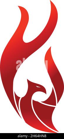 Phoenix Flame Fire Illustration Template Icon Isolated Stock Vector