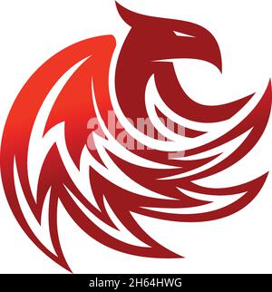 Phoenix Wing Flame Fire Illustration Template Icon Isolated Stock Vector