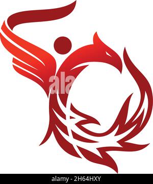 Phoenix and People Flame Fire Illustration Template Icon Isolated Stock Vector