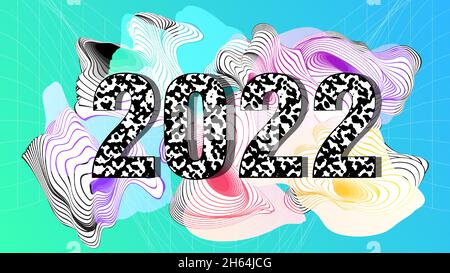 2022 Happy New Year Creative cover. Abstract color liquid shape. Stock Vector