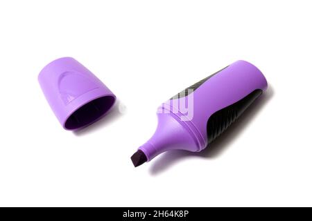Purple highlighter pen isolated on white Stock Photo