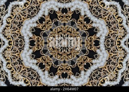 Abstract Golden Forms mandala Pattern, coming from a fractal design. Esoteric seamless background. Stock Photo