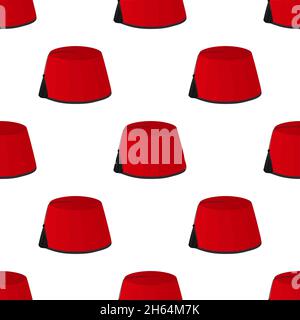 Illustration on theme pattern hats ottoman fez, beautiful caps in white background. Caps pattern consisting of collection hats ottoman fez for wearing Stock Vector