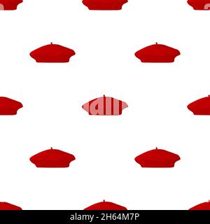 Illustration on theme colored pattern hats beret, beautiful caps in white background. Caps pattern consisting of collection hats beret for wearing. Pa Stock Vector