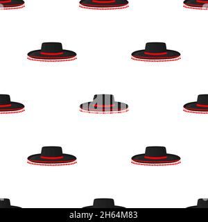 Pattern mexican hats sombrero, beautiful caps in white background. Caps pattern consisting of collection mexican hats sombrero for wearing. Pattern of Stock Vector