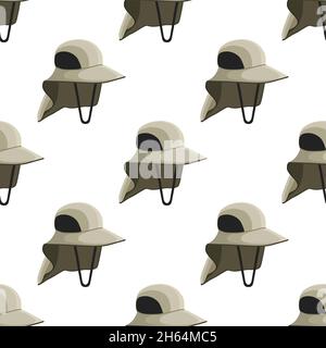 Illustration on theme colored pattern fishing hats, beautiful caps in white background. Caps pattern consisting of collection fishing hats for wearing Stock Vector