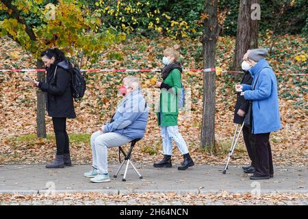 Europe, Nov. 12. 13th Nov, 2021. People queue to receive COVID-19 vaccines outside a vaccination center in Berlin, capital of Germany, Nov. 12, 2021. TO GO WITH XINHUA HEADLINES OF NOV. 13, 2021. Credit: Stefan Zeitz/Xinhua/Alamy Live News Stock Photo