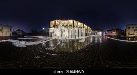 360° view of 360 night panorama near old fishing boats in the sand on ...