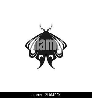Celestial moth. Magic insect icon isolated on white. Mystical tropical night butterfly. Flying beetle with wings. Vector illustration Stock Vector