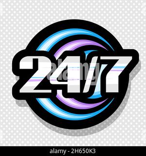 Vector logo 24 7 black isolated signage with illustration colorful circles and unique decorative font for number 24 7 marketing design concept with Stock Vector Image Art Alamy