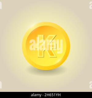 Golden Lao Kip coin. Vector clipart illustration. Finance concept for websites, web design, mobile app, infographics. Stock Vector