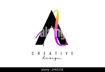 Letters AA Logo with two colors design. Letters A and a with geometric and handwritten typography. Creative Vector Illustration with letters. Stock Vector