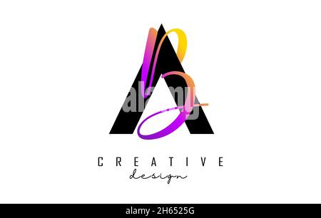 AB Handwritten Letters Logo Design with Circular Letter Pattern ...