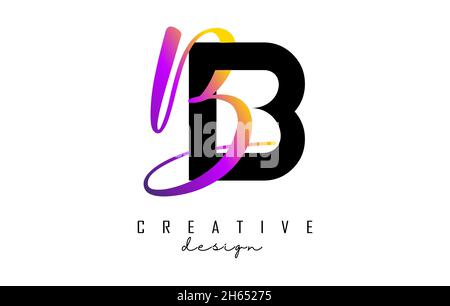 Letters Bb Logo with two colors design. Letters B and b with geometric and handwritten typography. Creative Vector Illustration with letters. Stock Vector