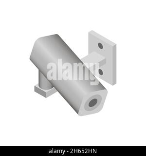 Outdoor video surveillance camera. 3d isometric style, vector illustration. Stock Vector