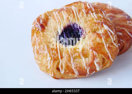 chocolate donuts on white background close up  Stock Photo