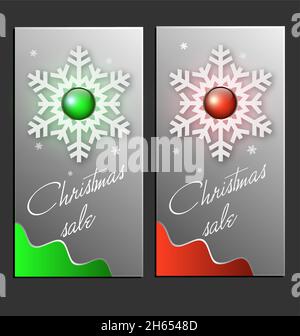 Abstract Christmas gift cards with snowflake gems and copy space Stock Vector