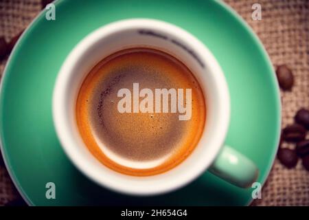 Close-up view of cup of aromatic and fragrant coffee. Coffee, beverage Stock Photo