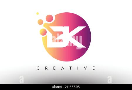 BK Black Orange Letter Logo Design. BK Icon with Dots and Bubbles ...