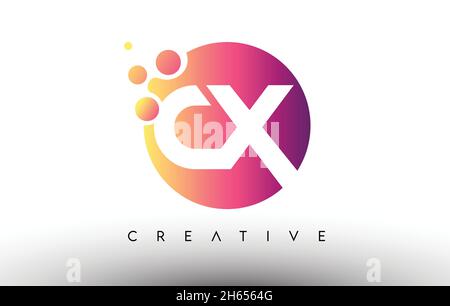 CX Black Orange Letter Logo Design. CX Icon with Dots and Bubbles ...