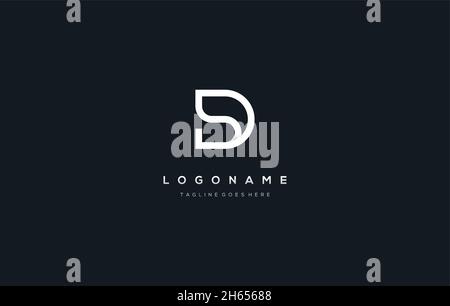 letter DS logo combined monoline Stock Vector