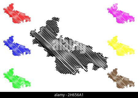 Bagalkot district (Karnataka State, Republic of India, Belgaum Division) map vector illustration, scribble sketch Bagalkot map Stock Vector