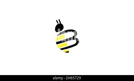 Abstract Bumblebee art lines, letter b insect animal drawing logo vector design icon symbol Stock Vector