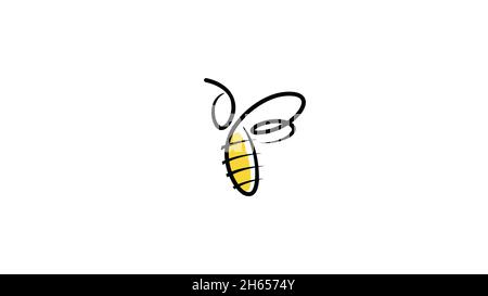 Creative Bee Abstract Logo Design Vector Symbol Icon Design Illustration Stock Vector