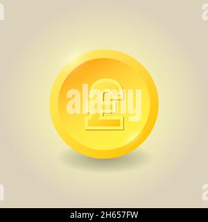 Gold coin pound sterling sign. Vector illustration. Stock Vector