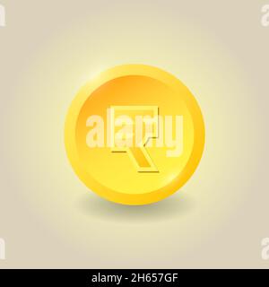Gold rupee coin. Indian money. Money gold currency, cash wealth golden rupee vector clipart illustration. Stock Vector