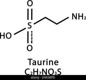 Taurine molecular structure. Taurine skeletal chemical formula. Chemical molecular formula vector illustration Stock Vector