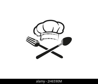 chef logo design, fork and spoon logo, food icon, restaurant label icon,  Cooking symbol, Cooks hat with fork and spoon 15272317 Vector Art at  Vecteezy