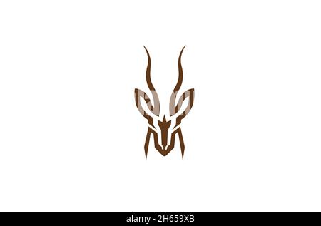 Creative Brown Goat Antelope Head Logo Design Vector Stock Vector