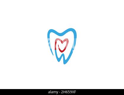 Creative Teeth Heart Inside Logo Design Vector Symbol Illustration Stock Vector