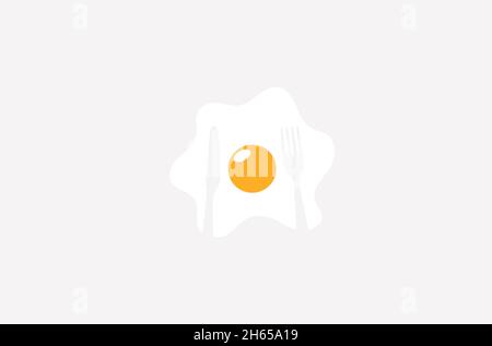Creative Fried Egg Meal Logo Design Vector Symbol Illustration Stock Vector