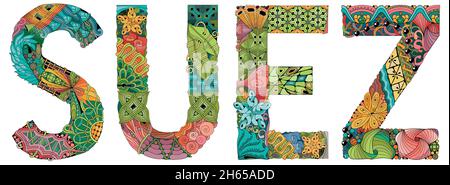 Hand-painted art design. Illustration Suez city for t-shirt design, tattoo and other decorations Stock Vector