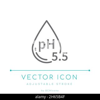 Neutral pH 5.5 Cosmetics Vector Line Icon Stock Vector