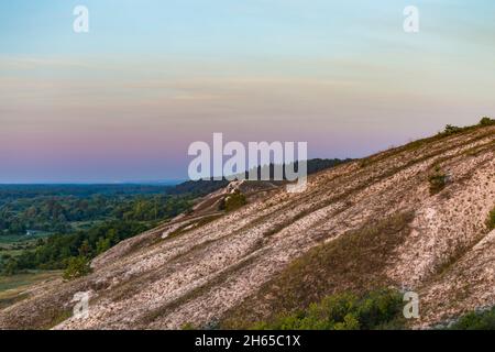 Landscape with chalk cliffs in the steppe and beautiful clouds Stock Photo