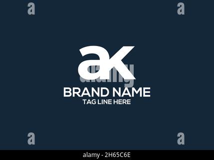 AK letter logo design and ak minimalist logo. Stock Vector