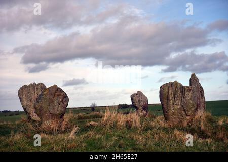 Duddo Five Stones early Bronze Age stone circle in Northumberland, UK Stock Photo