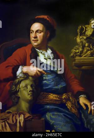 Portrait of Francesco Ladatte 1744  by Charles André van Loo -  Carle van Loo 1705 -1765 France French Stock Photo