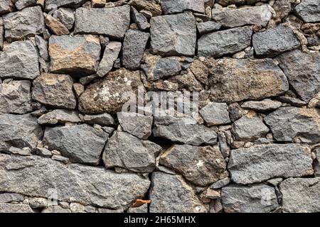 Wall of bricks in Vulcanic Stone, useful for background. Stock Photo