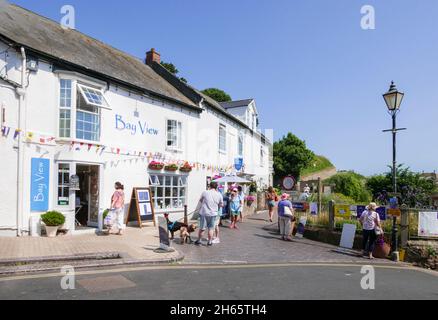 Bay View guest house and bed and breakfast with gift shop in the picturesque fishing village Fore street Seafront Beer Devon England UK GB Europe Stock Photo