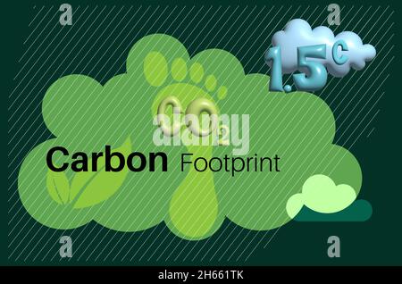 Carbon Footprint consept vector design on an Eco Geen background Stock Vector