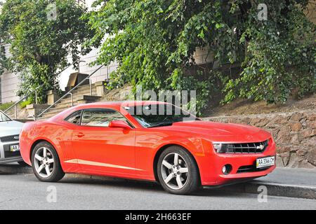 Kiev, Ukraine. June 10, 2017: American muscle car Chevrolet Camaro parked in the city Stock Photo