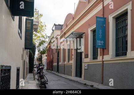 Athens, Greece. November 2021. the external view of  the Bathhouse of the Winds museum in the city center Stock Photo