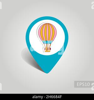 Hot Air Balloon vector pin map icon. Travel Map pointer. Summer Map ...